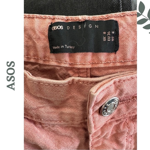 🛍️3/$40 Asos Pink Peach Straight Leg Colored Denim Pant Size 4 - Picture 6 of 7